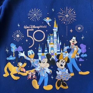 Authentic Mickey & Friends Full Zip Hoodie Jacket Disney World 50th Anniversary